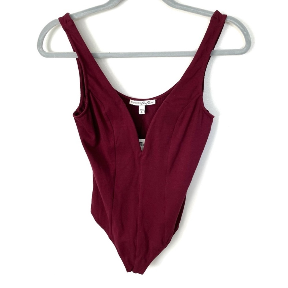 Express One Eleven V Wire Thong Maroon Bodysuit NWOT